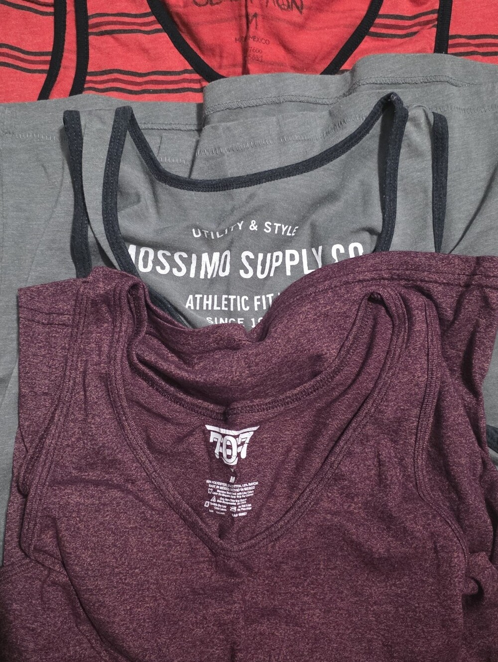 3. Tanks. Mossimo Supply Co.  707. Peace Sensation Maroon, Gray & Red  Tank Tops